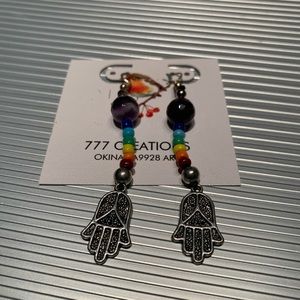 Hamsa Amethyst Earrings